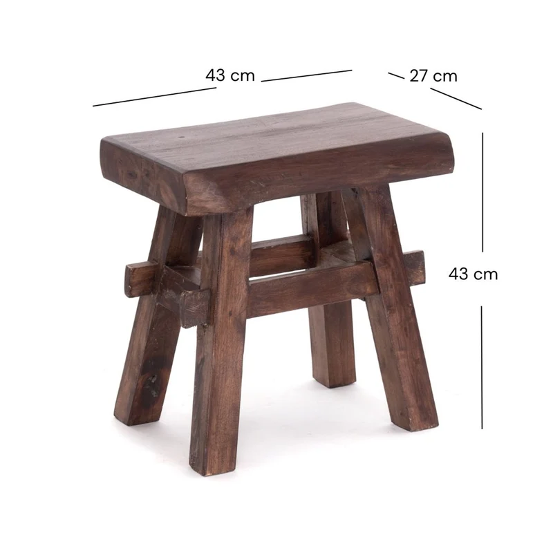 HOLZ HOCKER "VINTAGE 40" | Hartholz, 43x45 cm (HxB) | Sitzhocker | Farbe: 03 dunkelbraun