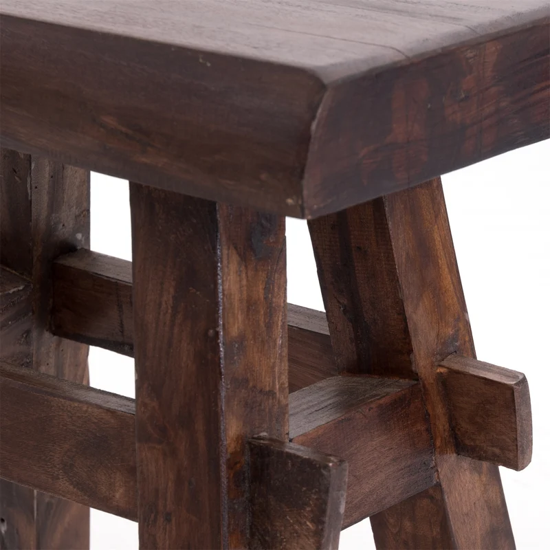 HOLZ HOCKER "VINTAGE 40" | Hartholz, 43x45 cm (HxB) | Sitzhocker | Farbe: 03 dunkelbraun