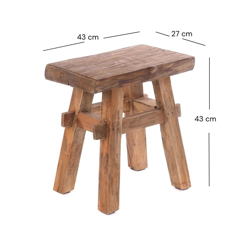 HOLZ HOCKER "VINTAGE 40" | Hartholz, 43x45 cm (HxB) | Sitzhocker | Farbe: 01 natur-vintage