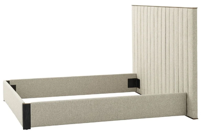 Casa Padrino Luxus Doppelbett Rahmen mit Kopfteil Naturfarben / Messing / Anthrazitgrau 224 x 224 x H. 145,5 cm - Schlafzimmer Möbel - Hotel Möbel - Luxus Qualität