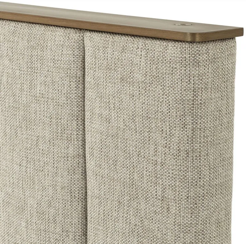 Casa Padrino Luxus Doppelbett Rahmen mit Kopfteil Naturfarben / Messing / Anthrazitgrau 224 x 224 x H. 145,5 cm - Schlafzimmer Möbel - Hotel Möbel - Luxus Qualität
