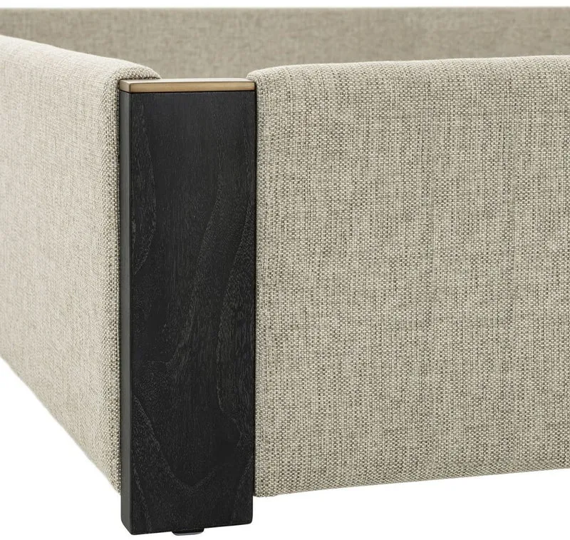 Casa Padrino Luxus Doppelbett Rahmen mit Kopfteil Naturfarben / Messing / Anthrazitgrau 224 x 224 x H. 145,5 cm - Schlafzimmer Möbel - Hotel Möbel - Luxus Qualität