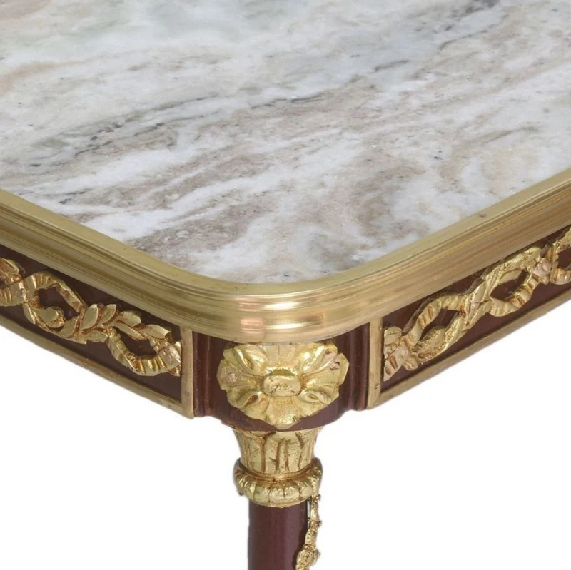 Casa Padrino Barock Beistelltisch Braun / Gold / Grau 45 x 45 x H. 78 cm - Handgefertigter Massivholz Tisch im Barockstil - Barock Wohnzimmer Möbel