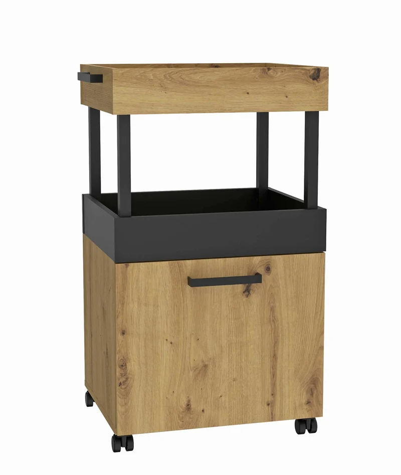 Rollwagen Barwagen HOME BAR 202 Optik: Artisan / Eiche Schwarz, Forte