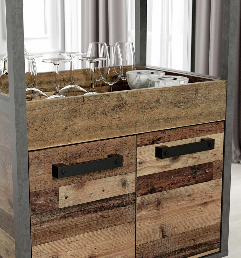 Barwagen Rollwagen HOME BAR 201 Optik: Old Wood Vintage von Forte