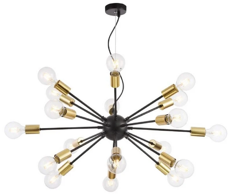 Casa Padrino Luxus Hängeleuchte Schwarz / Messingfarben Ø 98 x H. 74,2 cm - Hotel & Restaurant Lampe