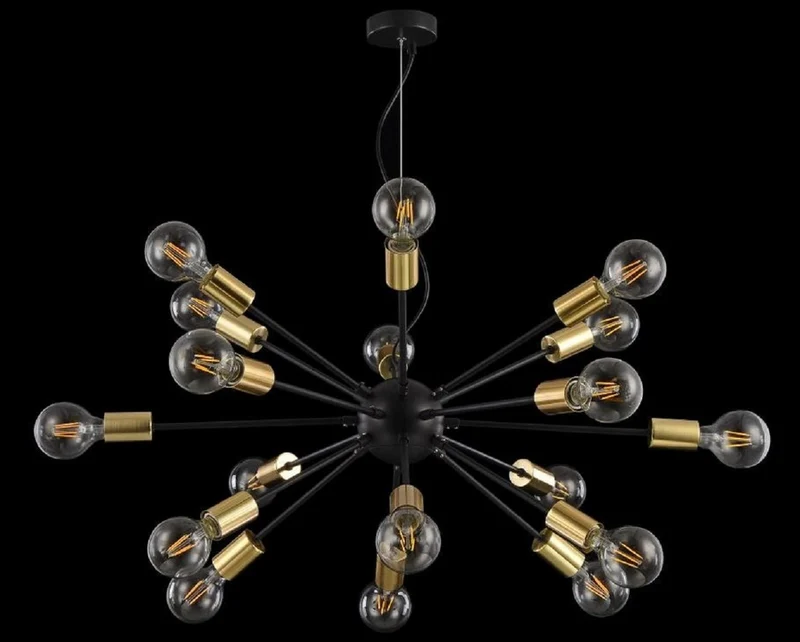 Casa Padrino Luxus Hängeleuchte Schwarz / Messingfarben Ø 98 x H. 74,2 cm - Hotel & Restaurant Lampe
