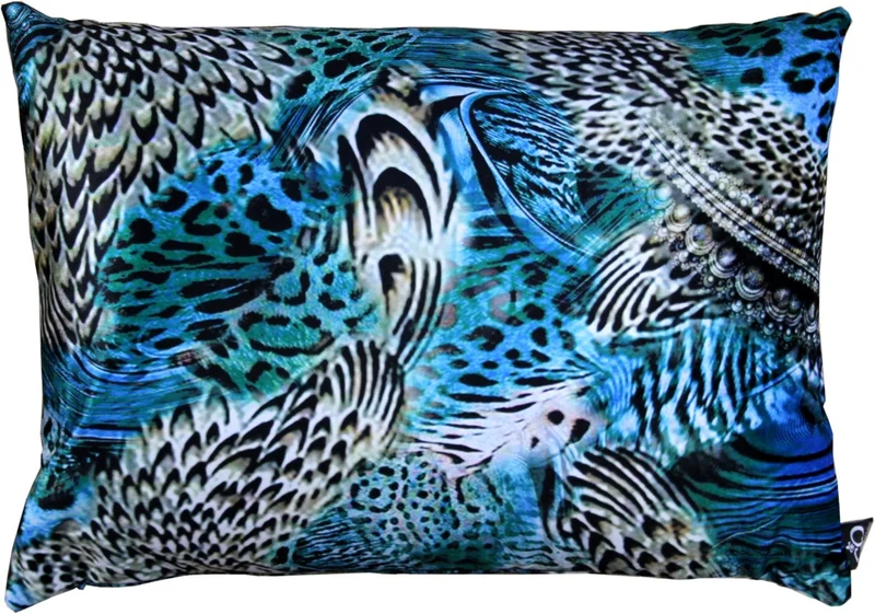 Casa Padrino Luxus Deko Kissen Colorado Feathers Mehrfarbig 35 x 55 cm - Feinster Samtstoff - Luxus Kollektion