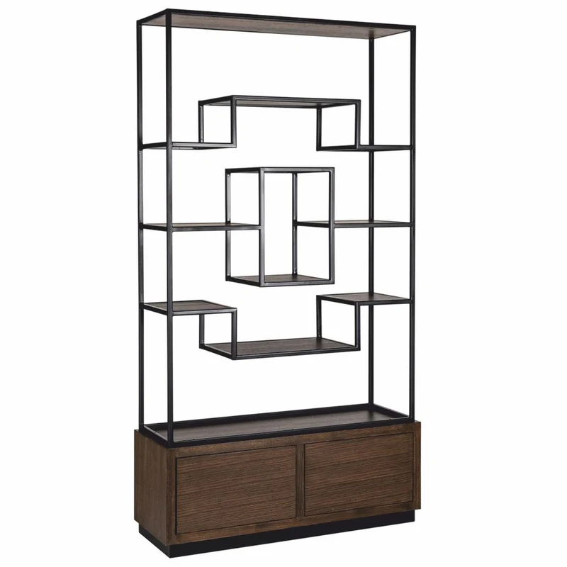 Casa Padrino Luxus Regalschrank Dunkelbraun / Schwarz 120 x H. 240 cm - Luxus Möbel