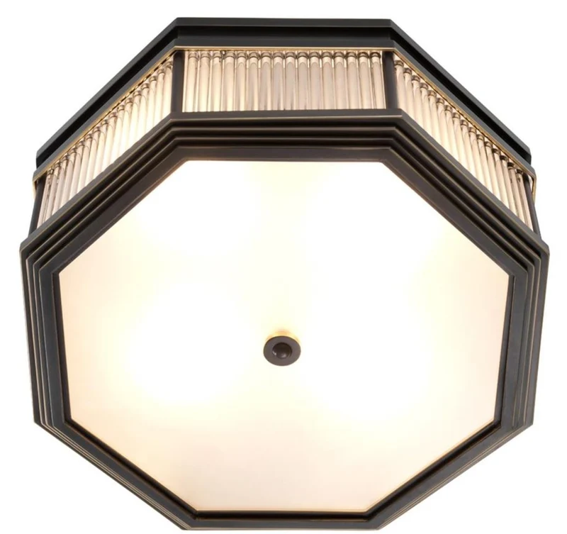 Casa Padrino Luxus Deckenleuchte Bronze 40,5 x 40,5 x H. 18 cm - Luxus Kollektion
