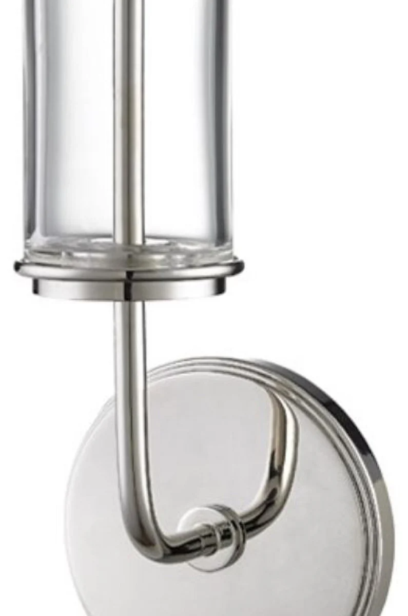 Casa Padrino Luxus LED Wandleuchte Silber / Weiß 12,7 x 9,5 x H. 36,2 cm - Luxus Qualität