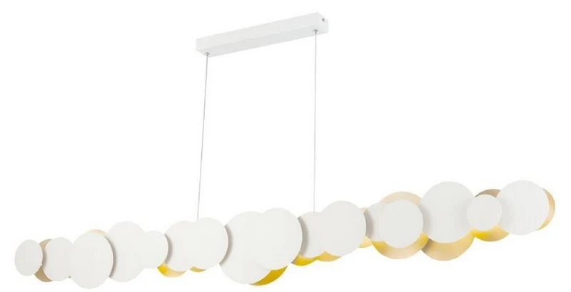 Casa Padrino Designer LED Hängeleuchte Weiß / Gold 150 x 8 x H. 38 cm - Luxus Kollektion