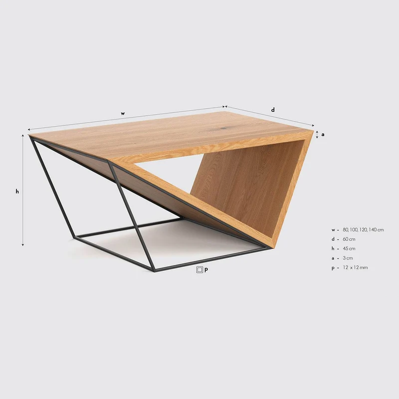 Industrial Couchtisch aus massiver Eiche | Kaffeetisch Void in verschiedenen Größen