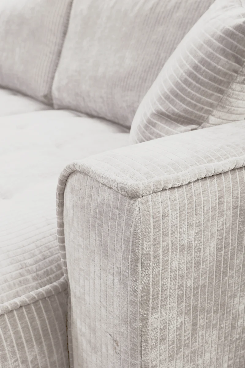 Ecksofa mit Schlafunktion Blues, L-förmig, linksseitig, mit Stauraum, hellbeige Cordstoff