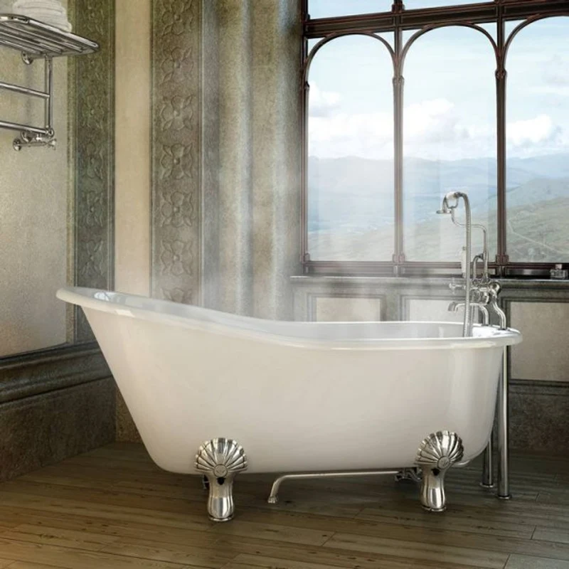 Casa Padrino Jugendstil Badewanne Naturstein freistehend 1700mm BHan Weiß - Freistehende Retro Barock Antik Badewanne
