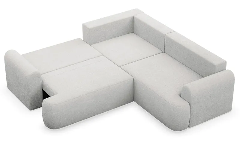 Ecksofa mit Schlaffunktion, Kaveo, L-förmig, universell, grau-beige, Plüsch