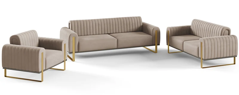 Dreiersofa Parissa aus braunem Samt