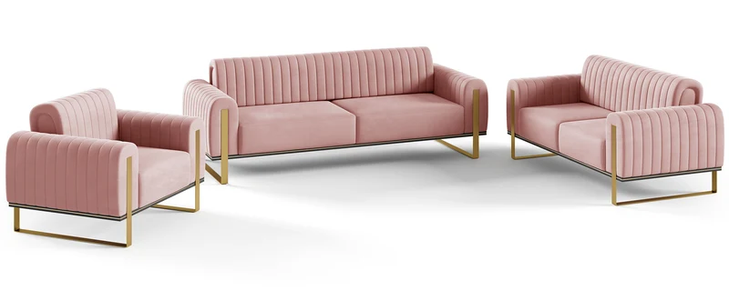 Parissa Schalensitz pinker Samt mit goldenen Beinen