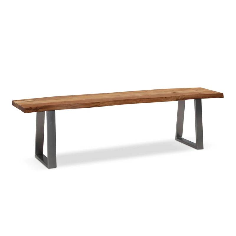 Esszimmerbank 160cm Akazie Massivholz Metall Baumkante Modern