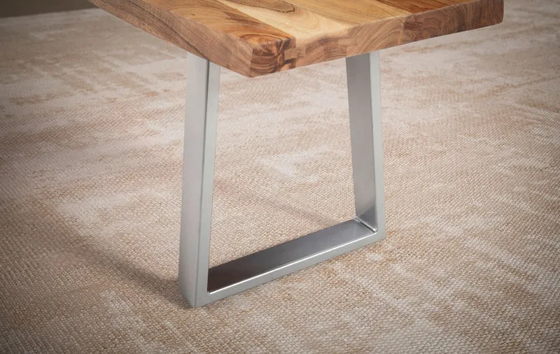 Esszimmerbank 160cm Akazie Massivholz Metall Baumkante Modern