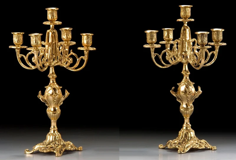 Casa Padrino Luxus Barock Kerzenhalter Set Gold Ø 25 x H. 40 cm - Handgefertigte Barockstil Bronze Kerzenständer - Barock Deko Accessoires - Barock Interior - Barock Möbel - Edel & Prunkvoll