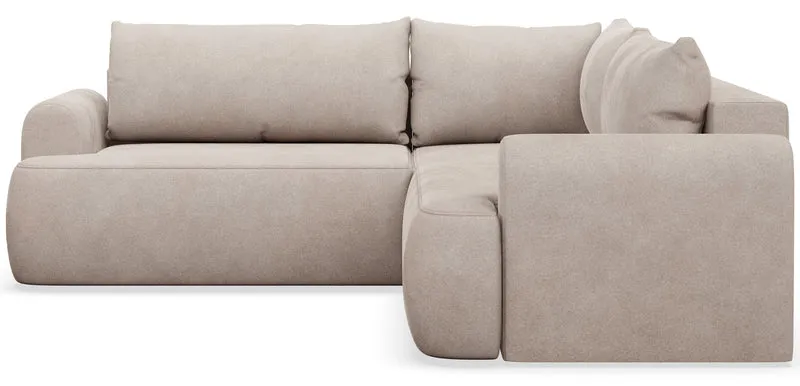 Ecksofa mit Schlaffunktion, universal L-förmig, Ovo, beige, Samt, leicht zu reinigen