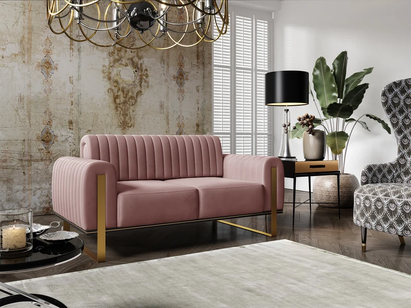Zweisitziges Sofa Parissa aus rosa Samt