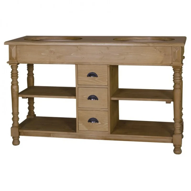 Casa Padrino Landhaus Stil Waschschrank Waschtisch inkl 2 Waschbecken mit Schubladen San Sebastian - Bad Schrank Massivholz