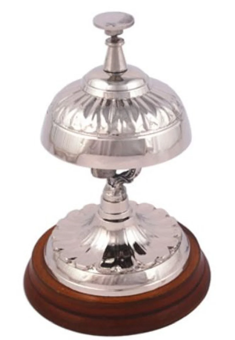Casa Padrino Luxus Tischglocke Silber / Braun Ø 10 x H. 15 cm - Tischklingel - Service Glocke - Hotel & Gastronomie Accessoires
