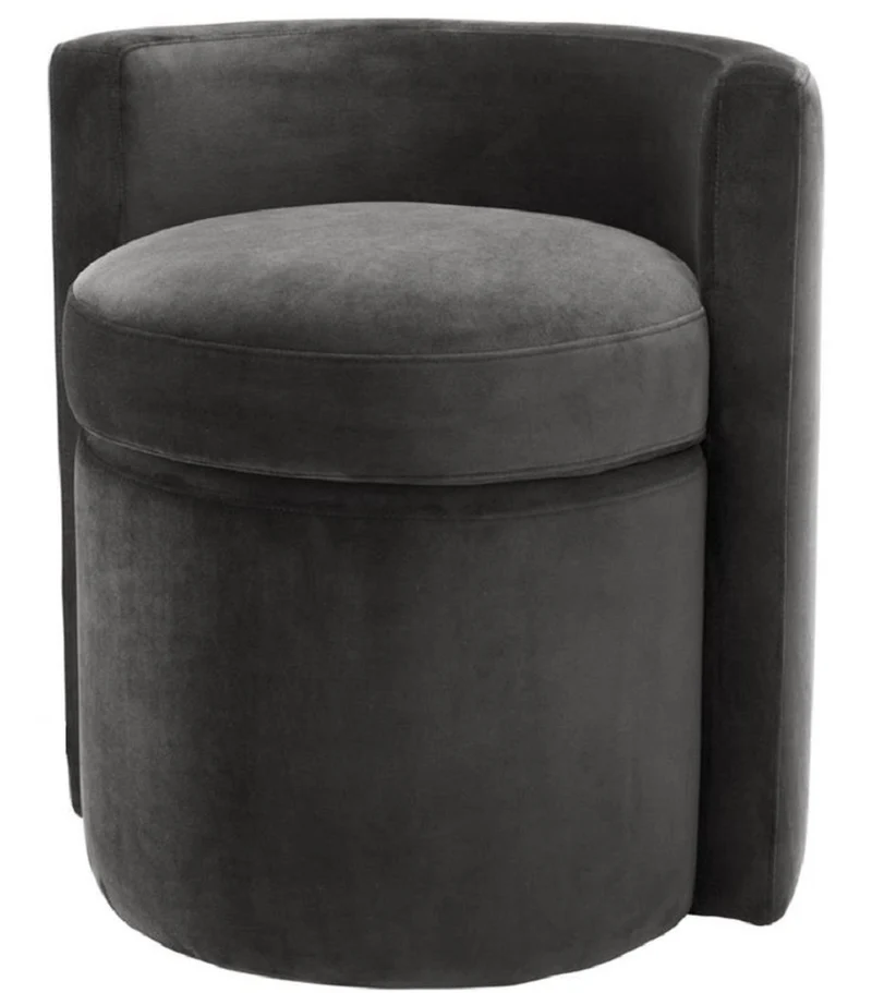 Casa Padrino Designer Sessel Dunkelgrau 61 x 57 x H. 64 cm - Runder Samt Sessel - Luxus Möbel