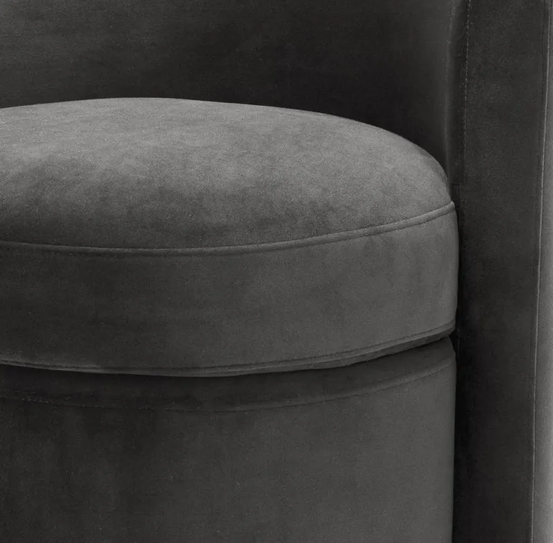 Casa Padrino Designer Sessel Dunkelgrau 61 x 57 x H. 64 cm - Runder Samt Sessel - Luxus Möbel