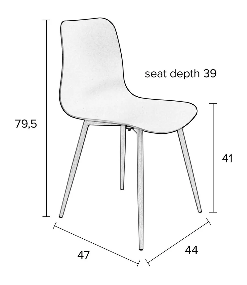Esszimmerstuhl Leon im 2er-Set, Beige mit Gestell aus Stahl