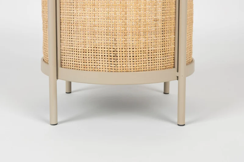Beistelltisch Makoto rund mit Rattan-Stauraum, Beige im Japandi-Design