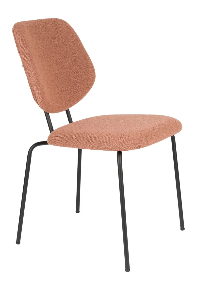 Esszimmerstuhl Zelo im 2er-Set, Pink mit schwarzem Metallgestell