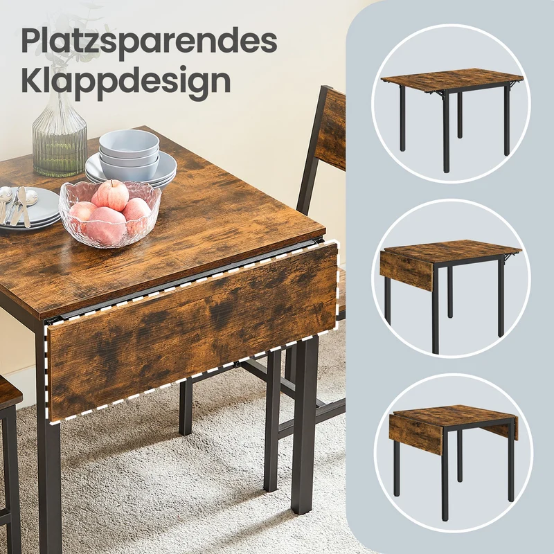 Ausziehbarer Esstisch – Klappbares Design – 78 x 120 cm – Industriestil