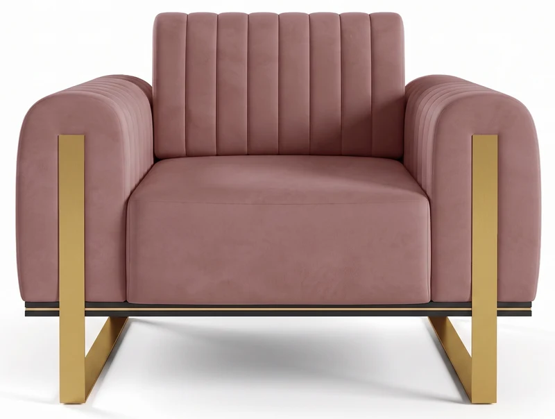 Parissa Schalensitz pinker Samt mit goldenen Beinen