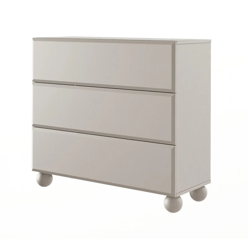 Kommode Chocolated mit drei Schubladen, 100 cm, auf Kugelbeinen, sandbeige