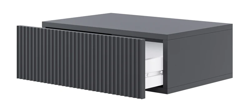 Nachttisch Veldio mit gefräster Front und Schublade 50 cm Schwarz hängend