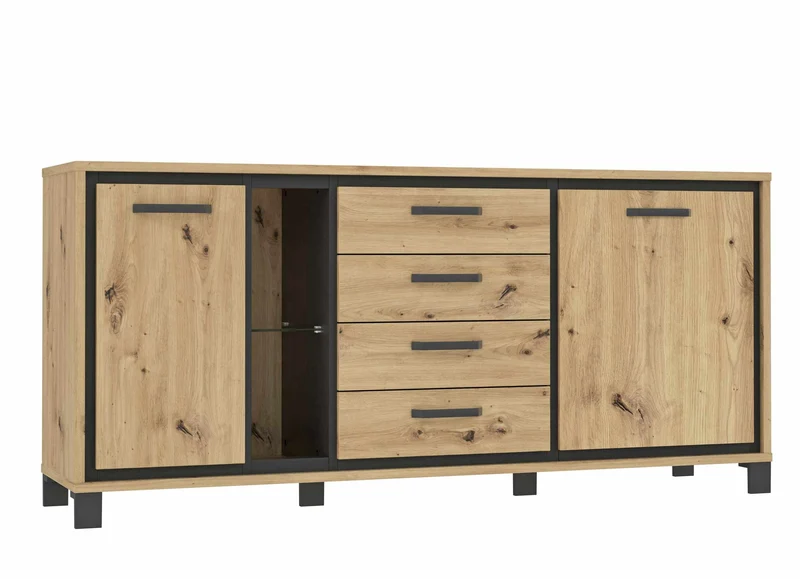 Sideboard TRONDHEIM 2 Türen Artisan Eiche / Schwarzeiche Optik