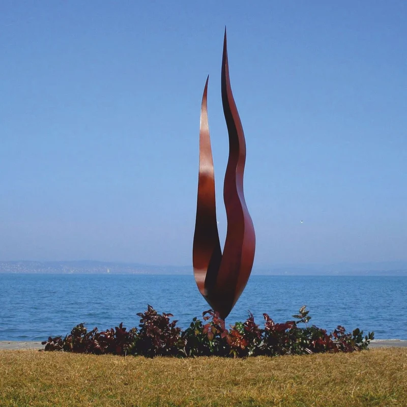 Casa Padrino Luxus Stahl Garten Deko Skulptur Flamme Rost H. 210 cm