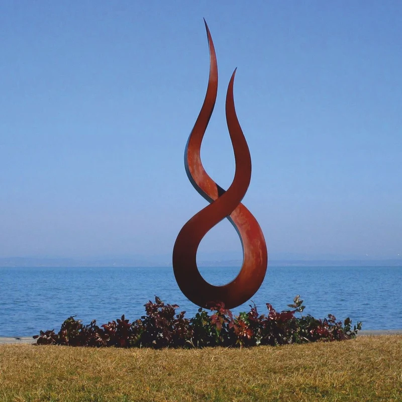 Casa Padrino Luxus Stahl Garten Deko Skulptur Flamme Rost H. 210 cm