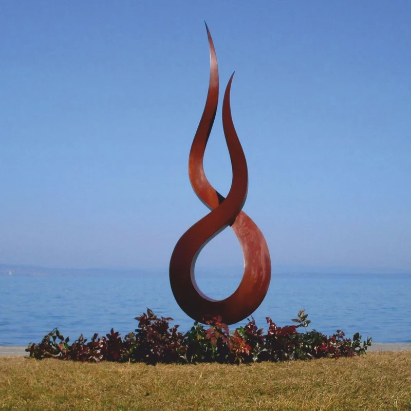 Casa Padrino Luxus Stahl Garten Deko Skulptur Flamme Rost H. 210 cm