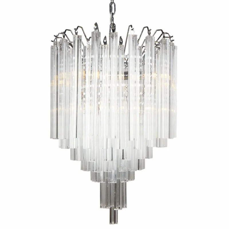 Casa Padrino Glas Kronleuchter Silber Ø 55 x H. 58 cm - Wohnzimmer Kronleuchter