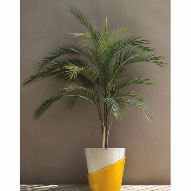 Casa Padrino Luxus Keramik Blumentopf Weiß / Gelb Ø 60 x H. 60 cm - Garten Deko