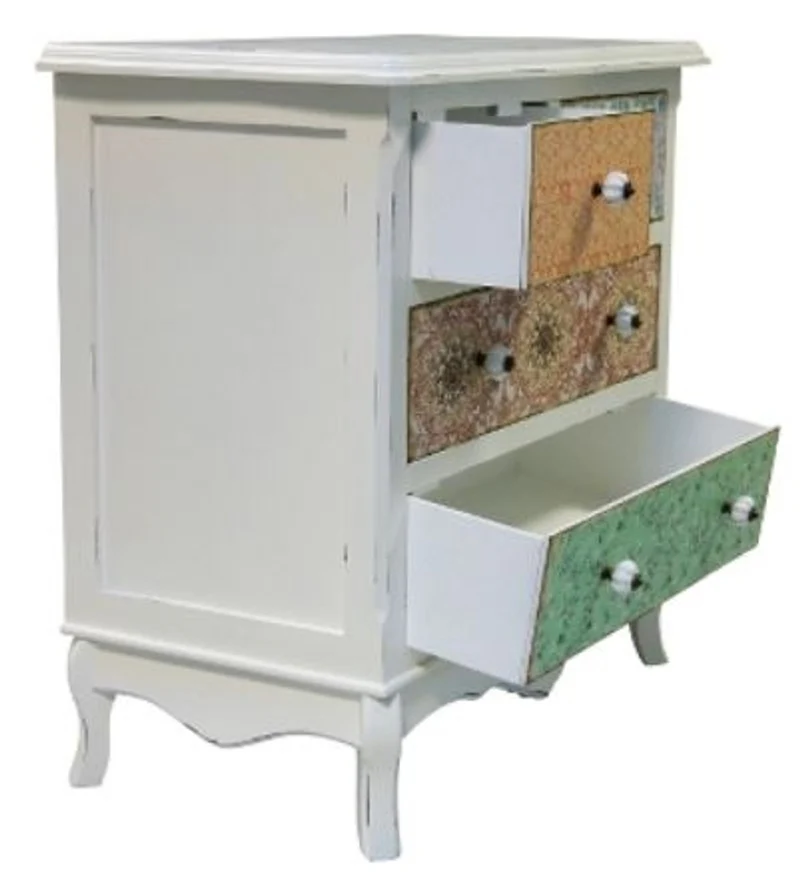 Casa Padrino Landhausstil Kommode Shabby Chic in Antik Weiß / Mehrfarbig 70 x 38 x H. 71 cm