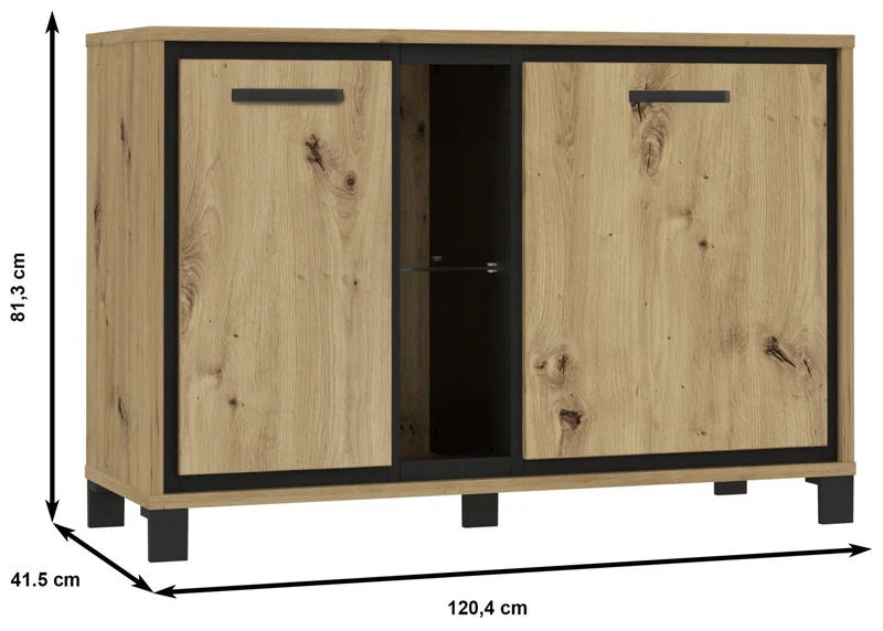 Kommode TRONDHEIM 2 Türen Artisan Eiche / Schwarzeiche Optik von Forte