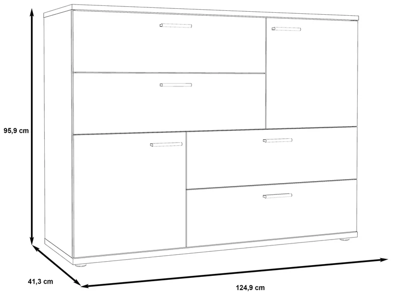 Kommode Sideboard SKIVE Optik: Artisan Eiche / Betonoptik dunkelgrau