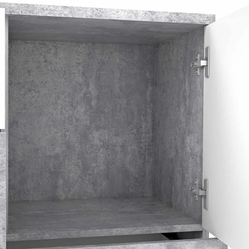 Kommode Sideboard SKIVE Optik: Betonoptik lichtgrau / Weiß von Forte