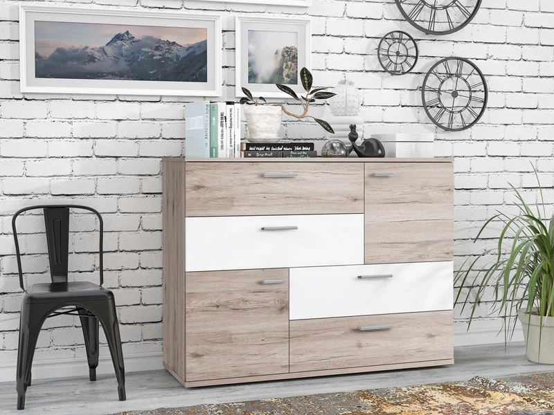 Kommode Sideboard SKIVE Optik: Sandeiche / Weiß von Forte