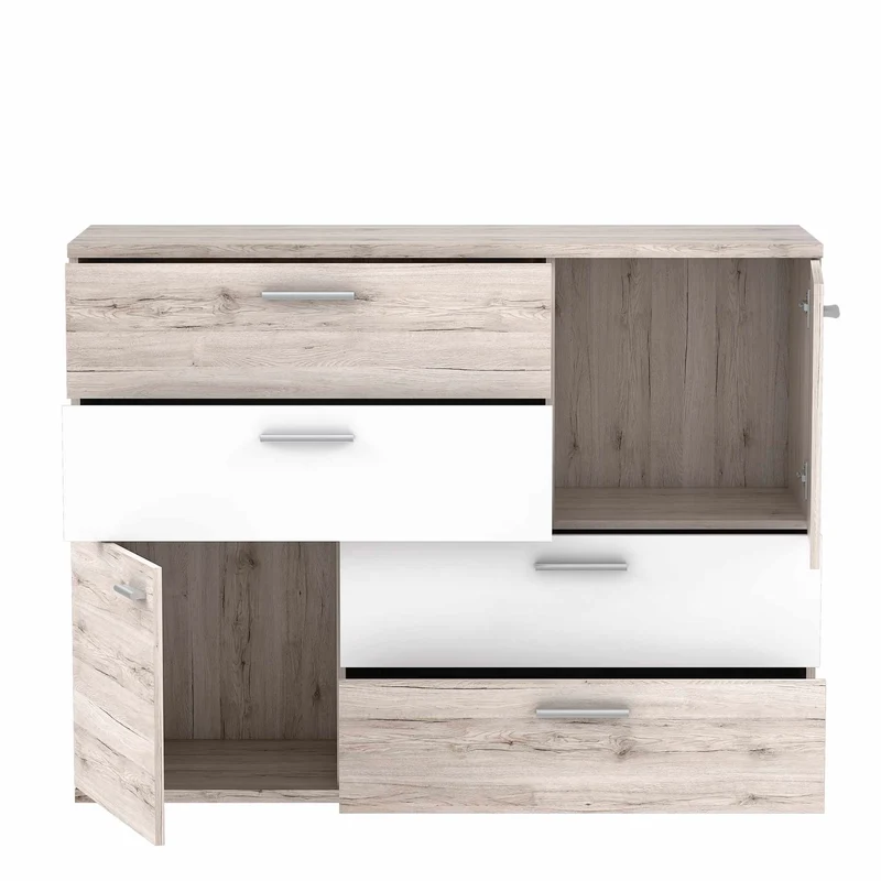 Kommode Sideboard SKIVE Optik: Sandeiche / Weiß von Forte